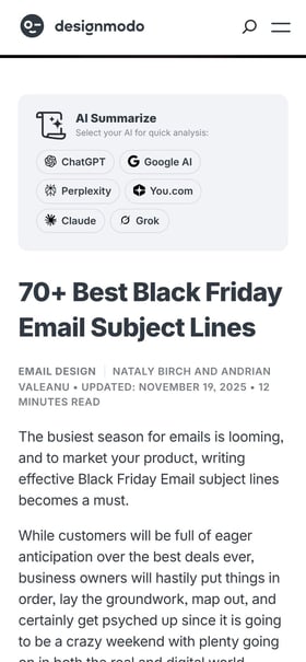 Designmodo Black Friday Mobile Preview