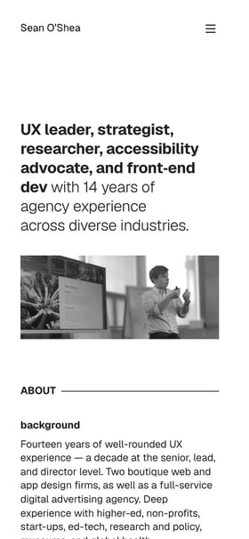 Sean O’Shea Mobile Preview