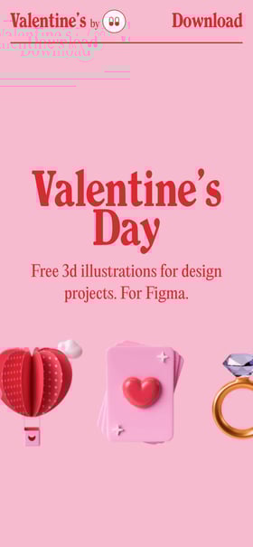 Valentine’s Day 3D Illustrations Mobile Preview