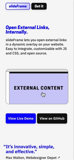slideFrame Mobile Preview