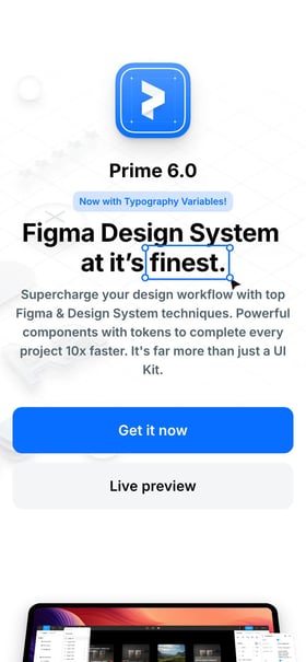 Prime Design System Kit Mobile Preview