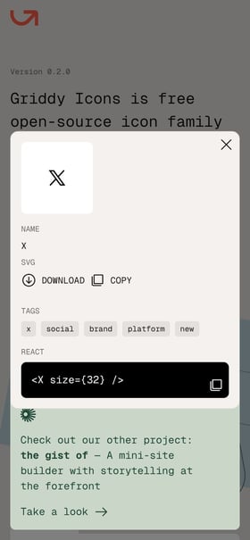 Griddy Icons Mobile Preview