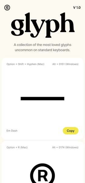 Glyph Supply Mobile Preview
