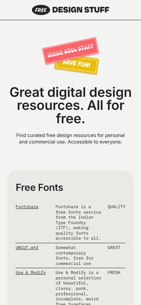 Free Design Stuff Mobile Preview