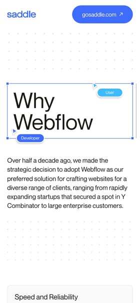 Saddle – Why Webflow Mobile Preview