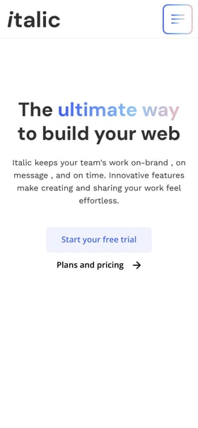 Italic Mobile Preview