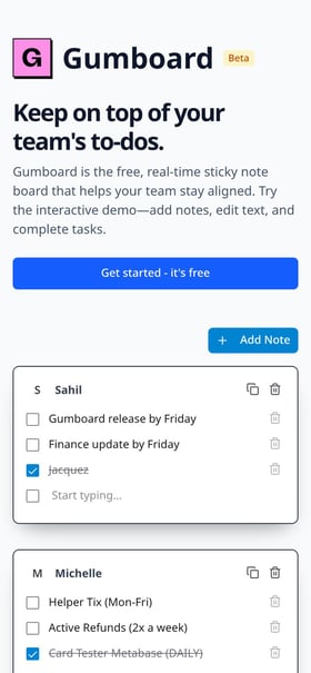 Gumboard Mobile Preview
