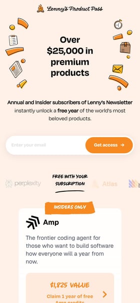 Lenny’s Newsletter Product Pass Mobile Preview