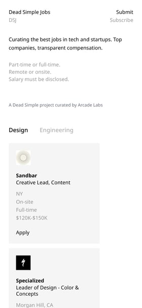 Dead Simple Jobs Mobile Preview