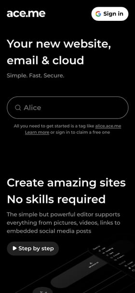ace.me Mobile Preview