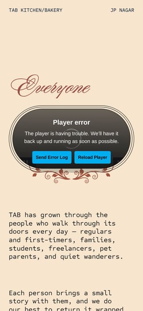 TAB Kitchen & Bakery Mobile Preview