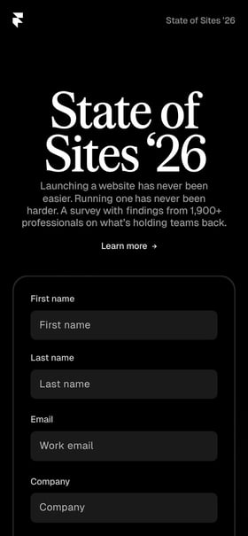 Framer: State of Sites 2026 Mobile Preview