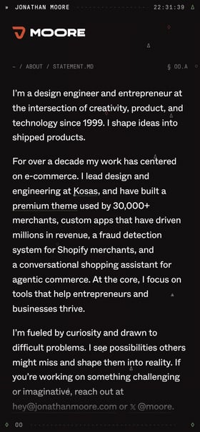 Jonathan Moore Mobile Preview