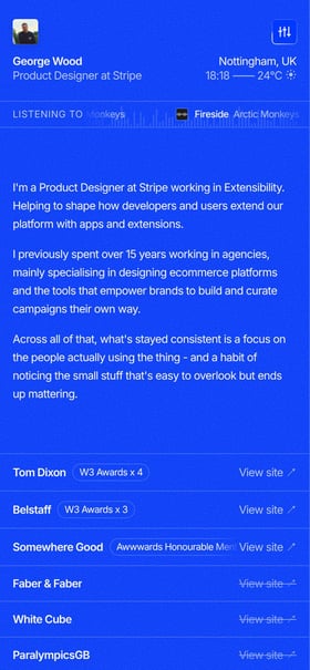 George Wood • Product Designer Mobile Preview
