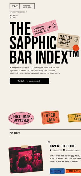 The Sapphic Bar Index Mobile Preview