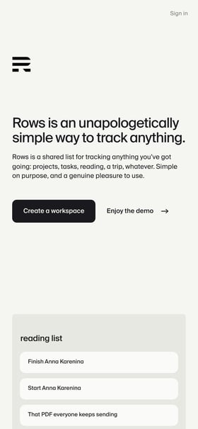 Rows Mobile Preview