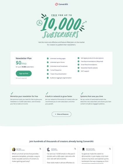 Convert Kit – Newsletter Plan Thumbnail Preview