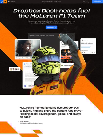 Dropbox Dash x McLaren F1 Team Thumbnail Preview
