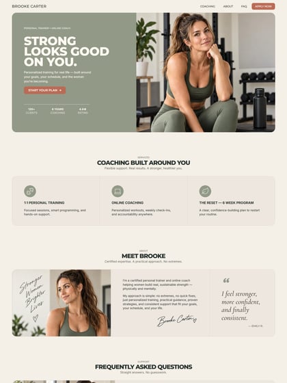 Personal Trainer Carrd Website Template Template Thumbnail Preview