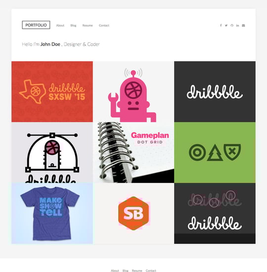 DribbbleFolio Template Thumbnail Preview