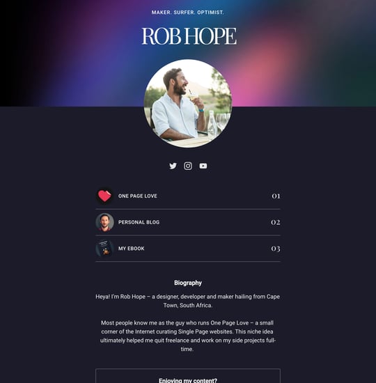 Unfold Bio Sites Template Thumbnail Preview