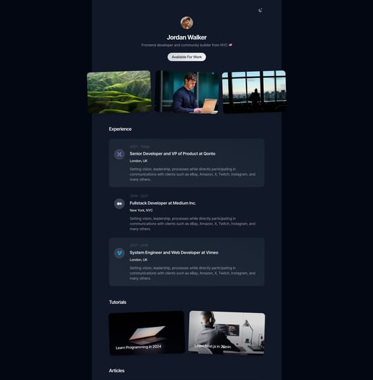 DevFolio Template Thumbnail Preview