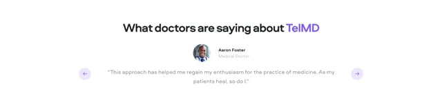 TelMD Testimonial Slider Preview