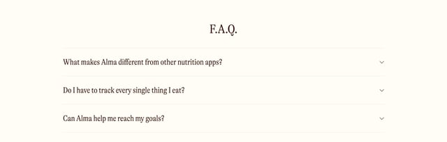 Alma FAQ Accordion Preview