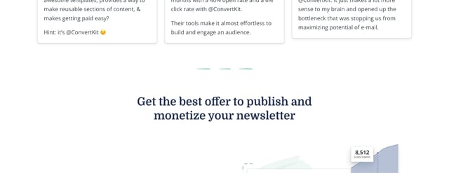 Convert Kit – Newsletter Plan Testimonial Tweets Preview