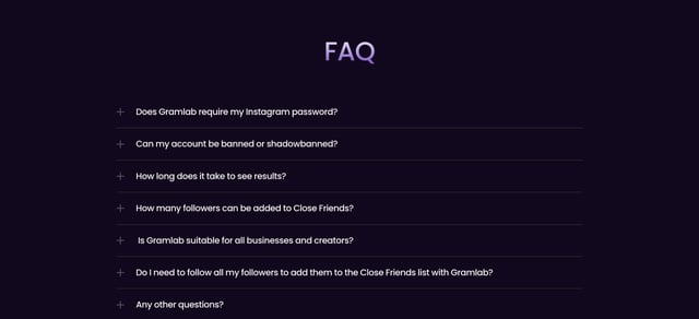 Gramlab FAQ Accordion Preview
