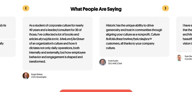 Culture Built My Brand Testimonial Slider Preview