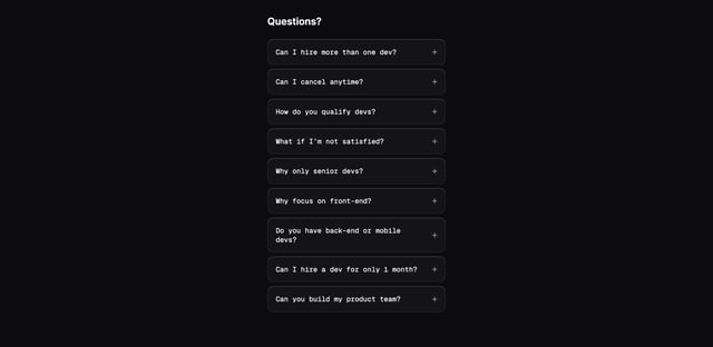 Dev Different FAQ Accordion Preview