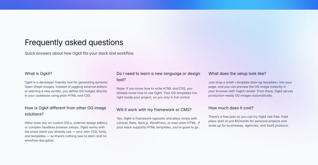 Ogkit FAQ Grid Preview