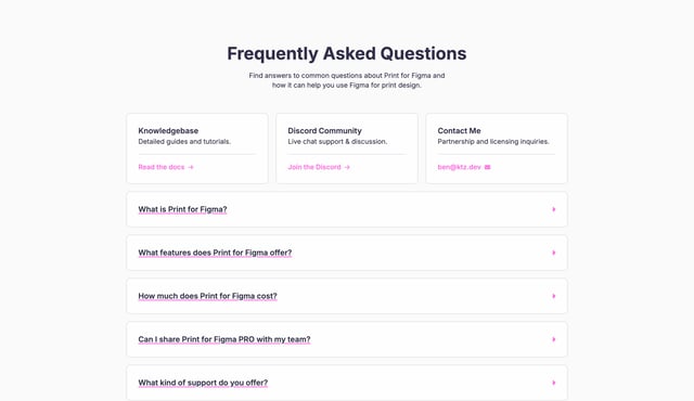 Print for Figma FAQ Accordion Preview