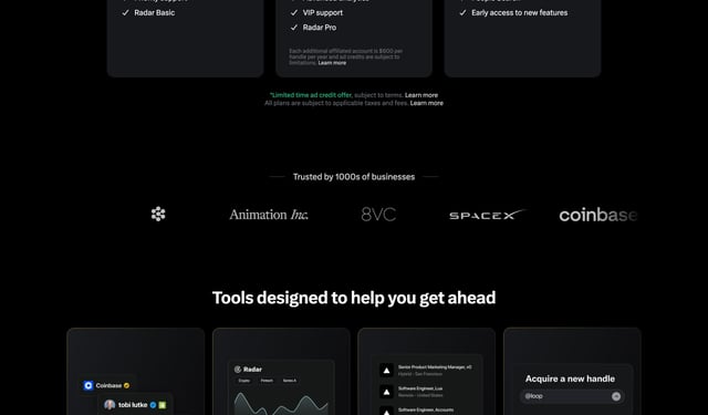 X Premium Business Pricing Table Preview