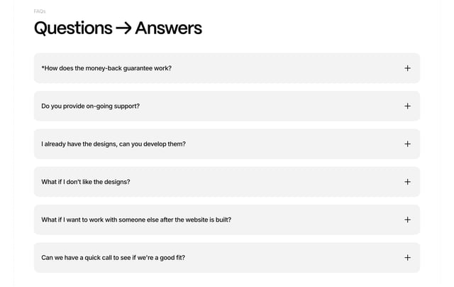 Two Hands FAQ Accordion Preview