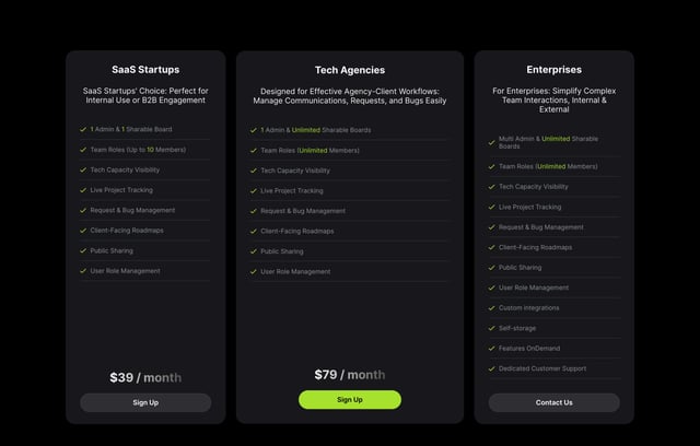 SteelSync Pricing Table Preview