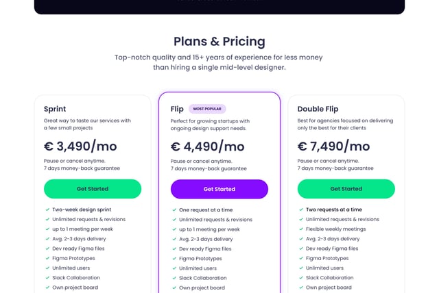 UI Flip Pricing Table Preview