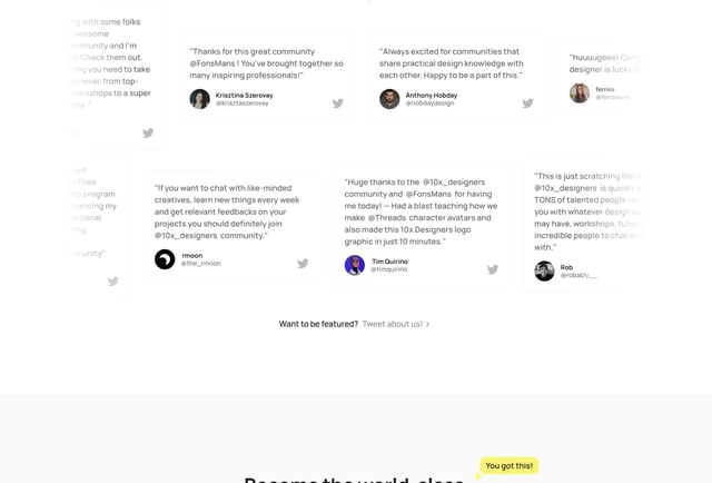 10x Designers Testimonial Tweets Preview