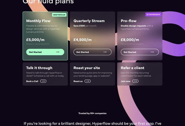 Hyperflow Pricing Table Preview