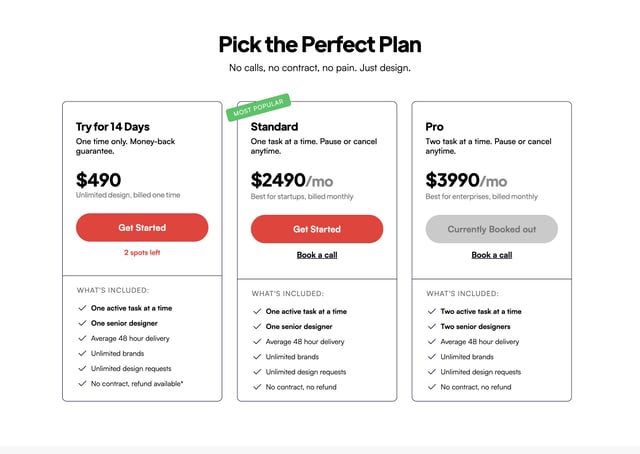 Pentaclay Pricing Table Preview