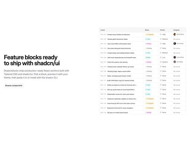 Looking to copy-paste code? We recommend Shadcnblocks