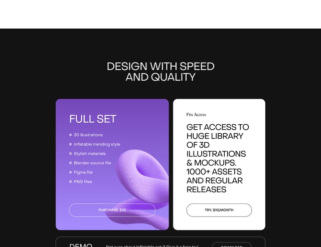 Inflatable Abstract 3D Illustrations Pricing Table Preview