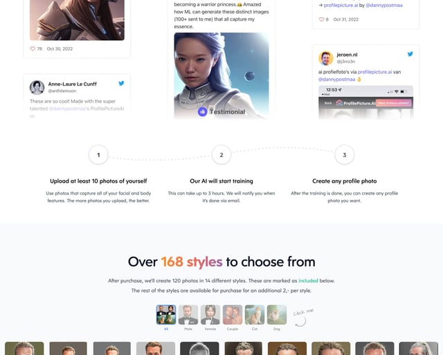 AI Profile Picture Generator Testimonial Tweets Preview