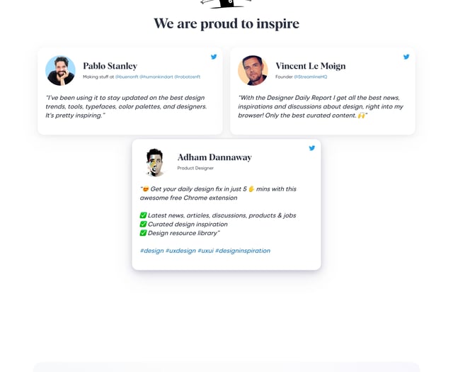 Designer Daily Report Testimonial Tweets Preview