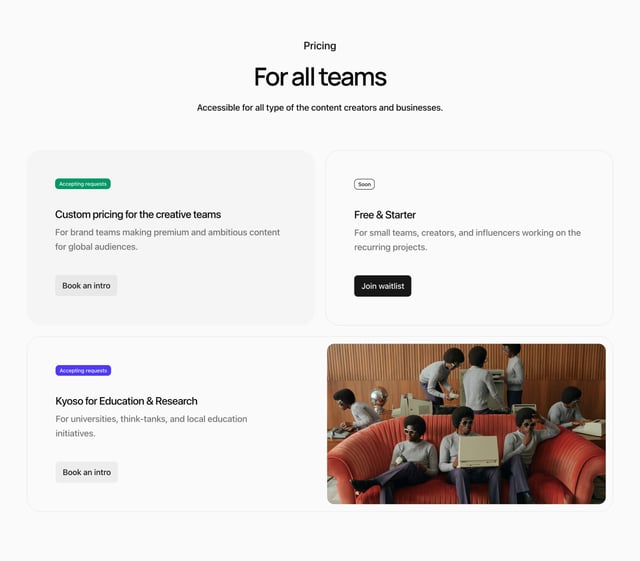 Kyoso Pricing Table Preview