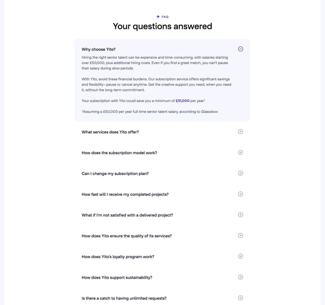 Yito FAQ Accordion Preview