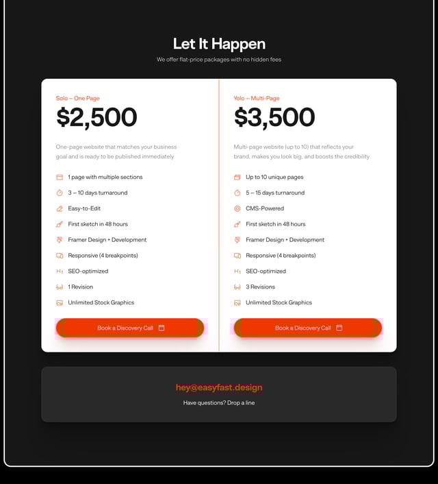 EasyFast Pricing Table Preview