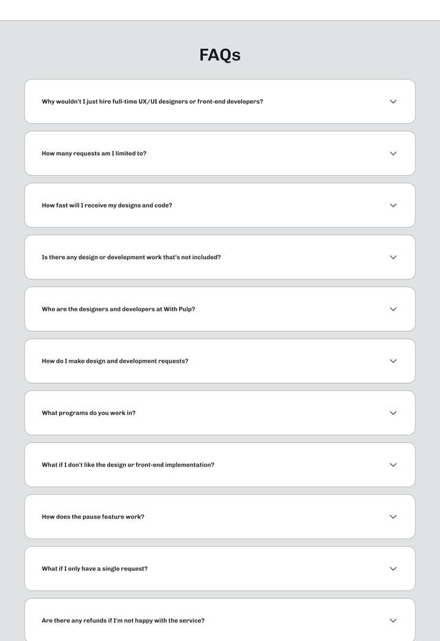 With Pulp FAQ Accordion Preview