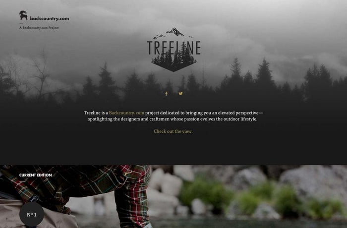 Treeline, A Backcountry.com Project website preview
